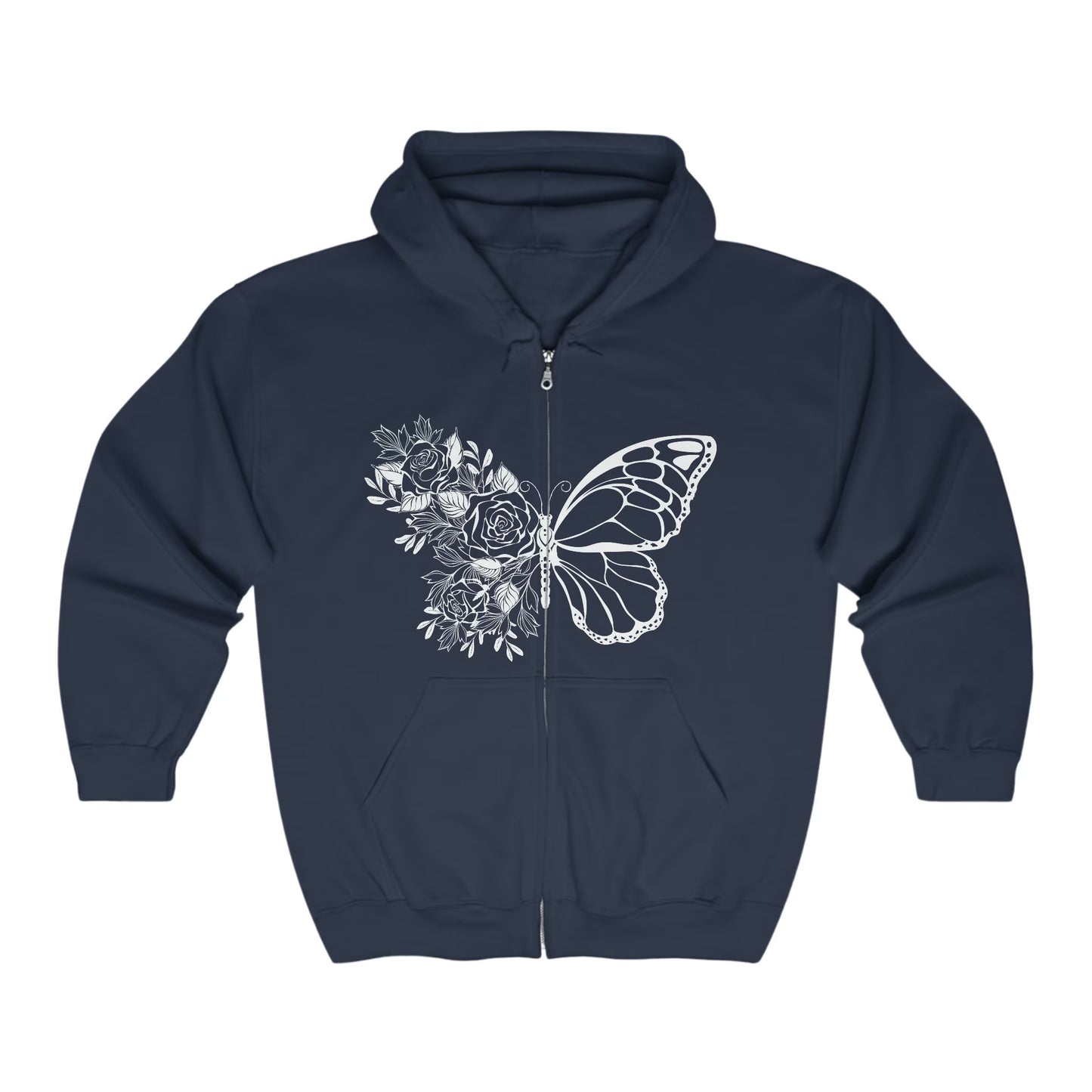 Floral Butterfly Zip Hoodie