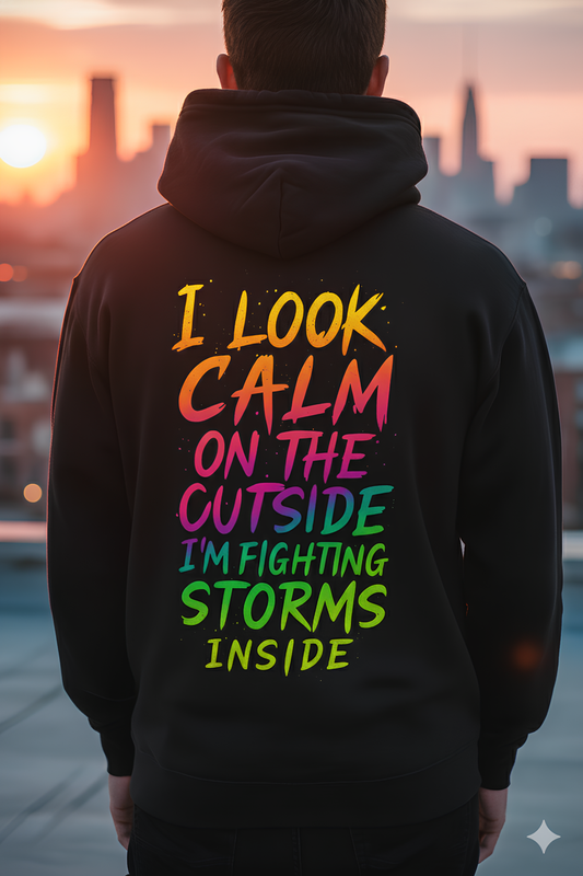 "I look calm..., I’m fighting storms inside." Hoodie
