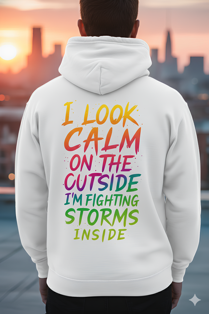 "I look calm..., I’m fighting storms inside." Hoodie